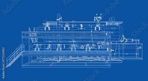 Industrial Machinery Blueprint. Vector