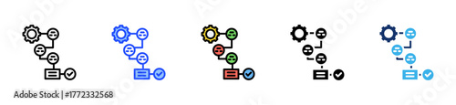 Streamlined Workflow Icon Collection With Multiple Styles