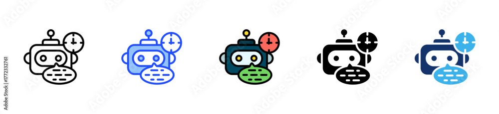 Naklejka premium Ai Powered Time Assistant Icon Collection With Multiple Styles