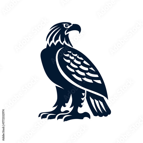 Majestic powerful eagle silhouette vector illustration. Stoic bird of prey, a symbol of strength, freedom, and leadership.