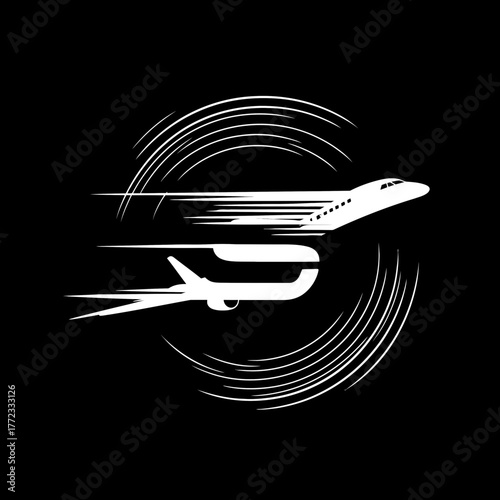 Speeding airplanes graphic icon with motion lines, symbolizing rapid air travel, worldwide logistics, and global transportation