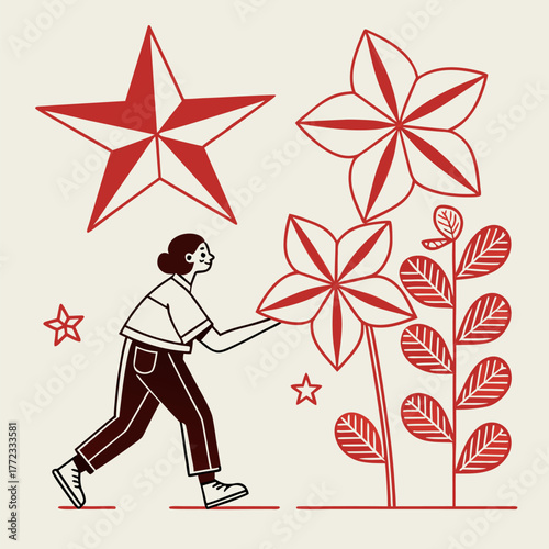 Man holding a gift box cartoon illustration