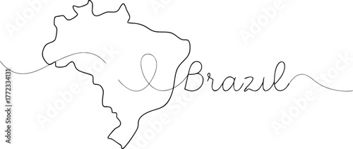 Brazil map outline with handwritten text country South America