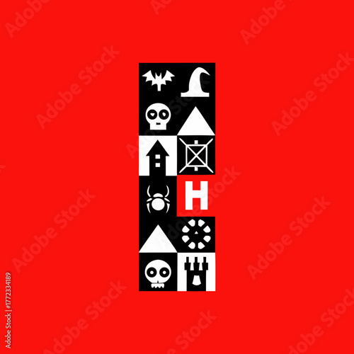 spooky halloween themed line vector ico