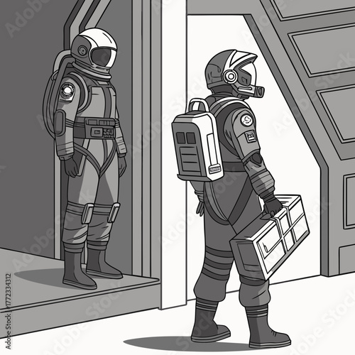 astronauts and space engineers in advanc