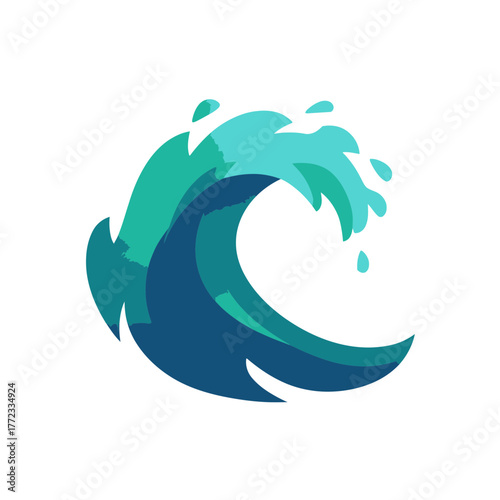 Abstract Ocean Wave Illustration with Dynamic Blue and Aqua Water Splash. Clean Vector Graphic for Summer, Sea, and Marine Concepts.