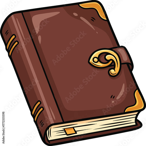 Brown Leather Bound Book With Gold Clasp and Page Edges