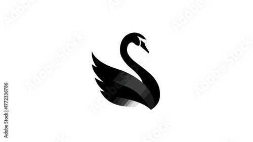 Elegant minimalist black swan illustration, a modern graphic vector icon on a clean white background