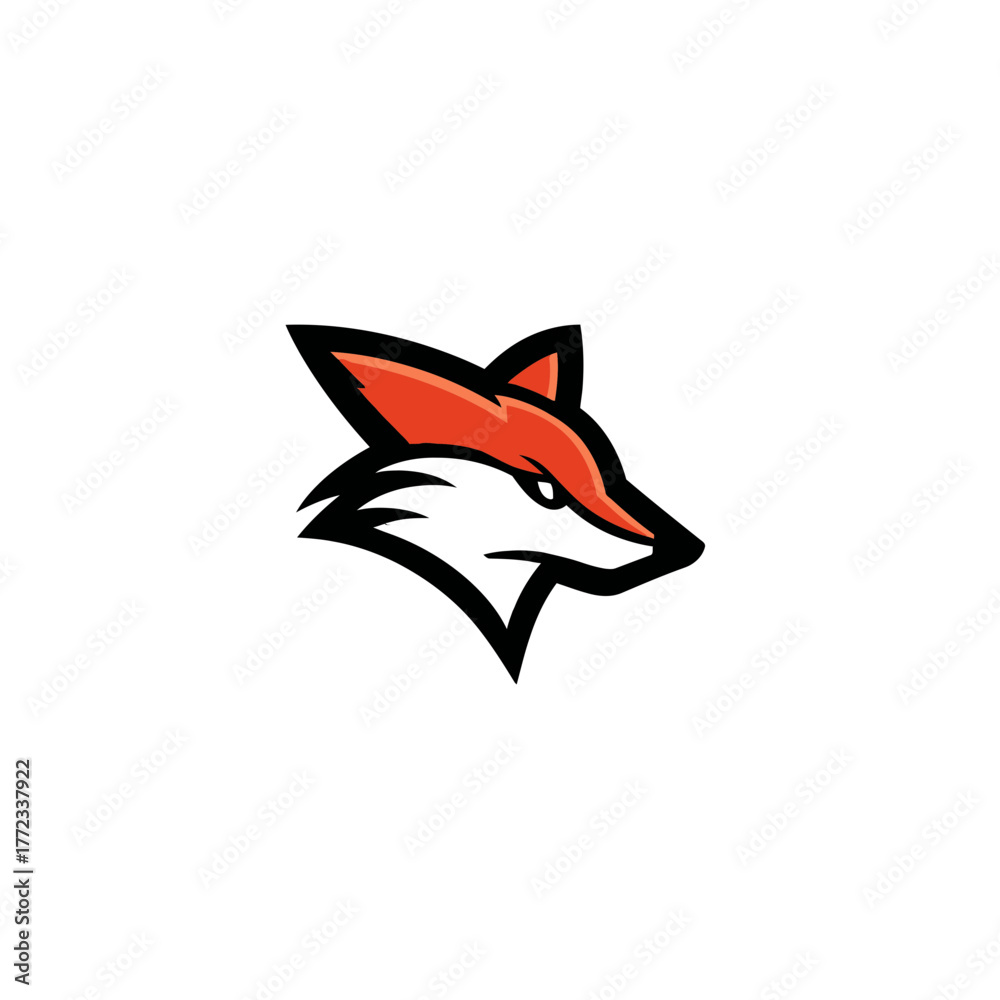 Obraz premium Stylized orange and white fox head illustration, modern graphic design, wild animal mascot or logo icon, digital vector art