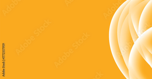Abstract background design with a solid orange color and flowing white wave shapes on the right side.