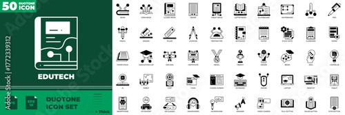 Edutech Duotone Editable Icons set