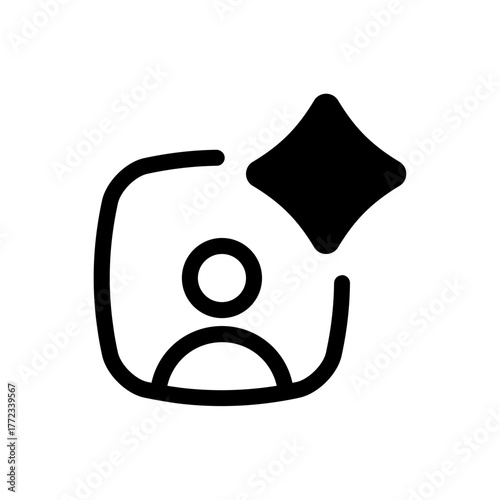 User profile icon with AI diamond accent, symbolizing personal account or identification interface.