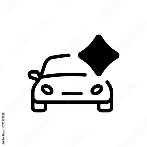 Car icon with AI diamond accent, representing transportation or smart mobility system.