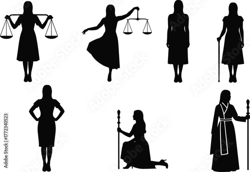 Elderly People Silhouettes Set Old Man Woman Walking Cane Standing Pose Senior Vector Collection.