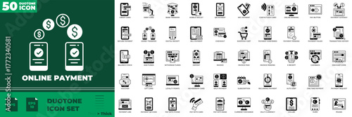 Online Payment Duotone Editable Icons set