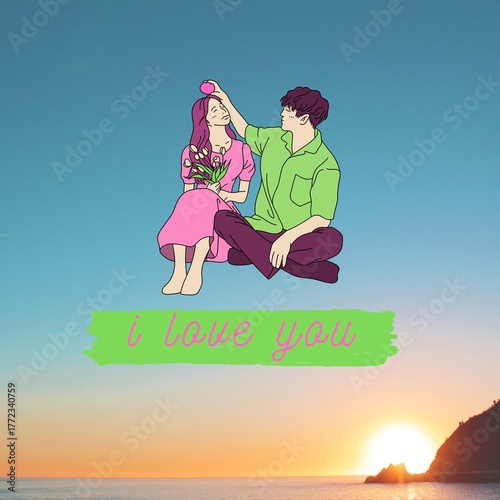 happy couple on the beach