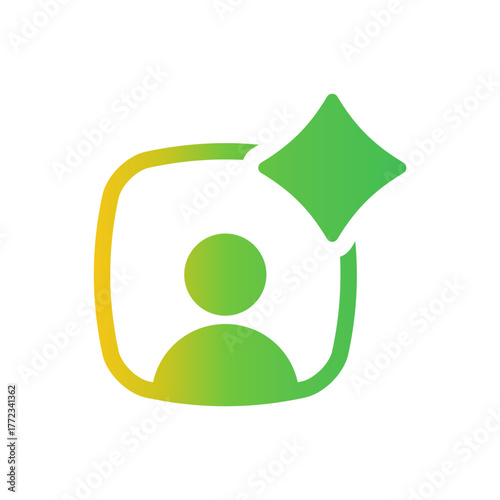 User profile gradient icon with AI diamond accent, symbolizing personal account or identification interface.