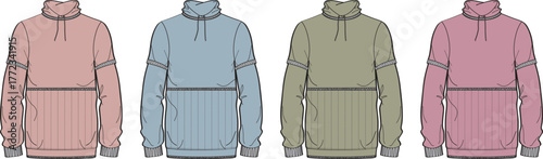 Technical Pullover Hoodie in Pastel Colors Fashion Apparel Design