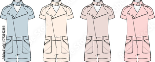 Stylish Color Palette for Fashion Design A Collection of Romper Outfits in Various Tones for Apparel
