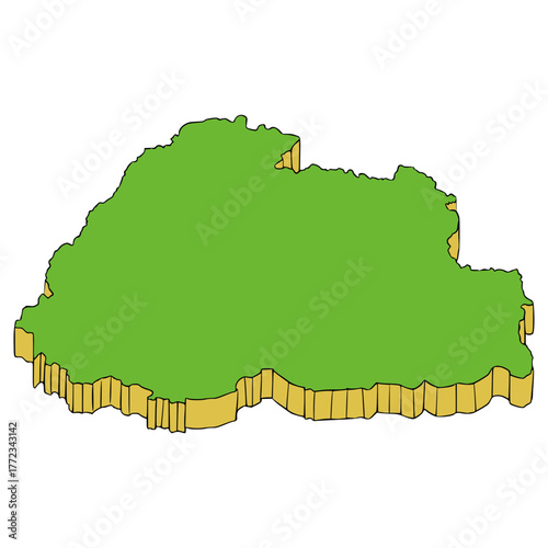 Bhutan map illustration hand drawn isolated vector