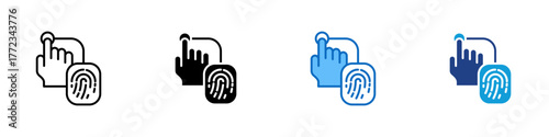 Biometric Access Multiple Style Icon Design Vector - Hand and fingerprint representing security access using biometric authentication