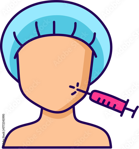 Aesthetic facial injection icon.