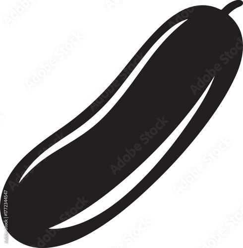 Simple Black and White Cucumber Illustration