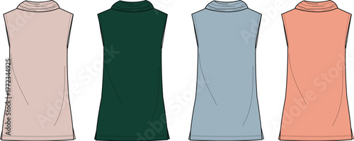 Sleeveless Mock Neck Top Fashion Illustration Templates for Designers and Fashion Enthusiasts
