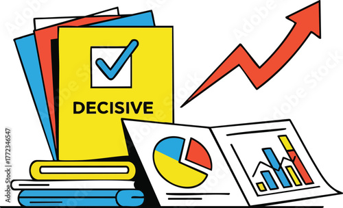 Decision Making Process Chart With Upward Arrow Graph