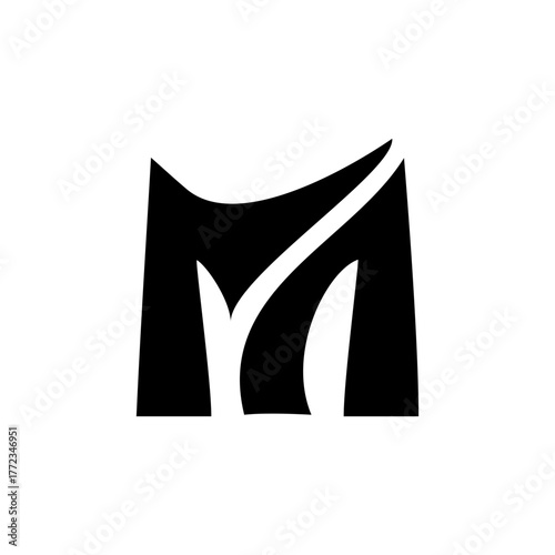 vector illustration of a letter m and r, m logo with r letter negative space 
