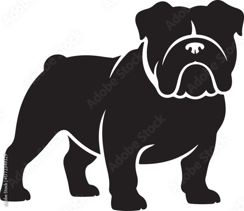 Black silhouette of a bulldog standing