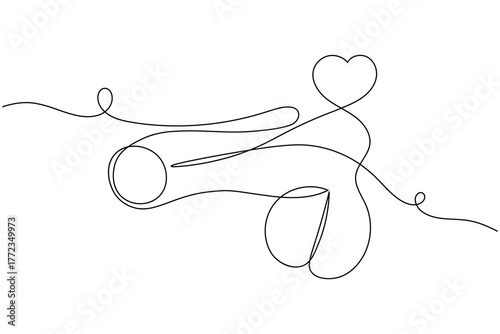 Human reproductive organ penis continuous one line drawing on white background minimalist anatomy organ outline vector illustration
