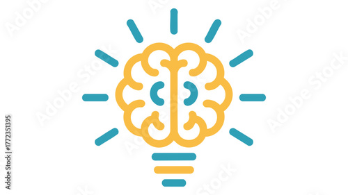 Bright brain lightbulb logo symbolizing innovation ideas creativity and intelligence