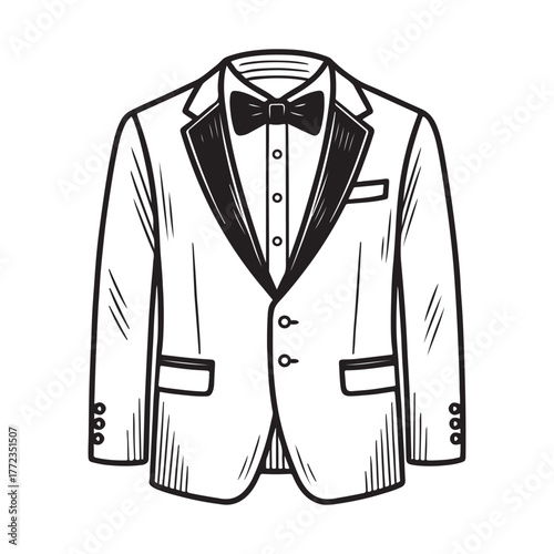 line art of tuxedo suit vector
