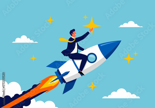 Business Rocket to Success Reaching for the Stars in a Competitive Market with Innovation and Growth