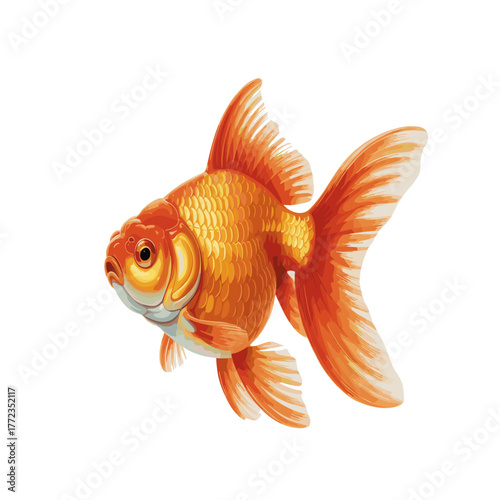 Vectorized Golden Fantail Goldfish Illustration, Realistic Decorative Aquarium Fish Design.ai