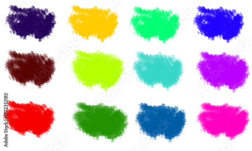 Colorful Textured Brush Stroke Paint Swatches 3x4 Grid Palette for Designers and Artists