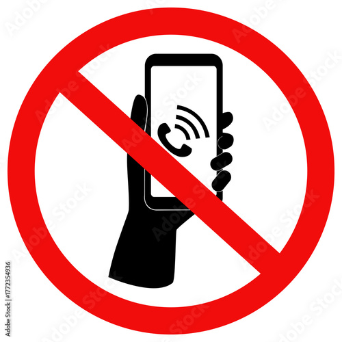 No phone sign. Do not call sign. Don't use the phone.Flat vector illustration design isolated on white background.