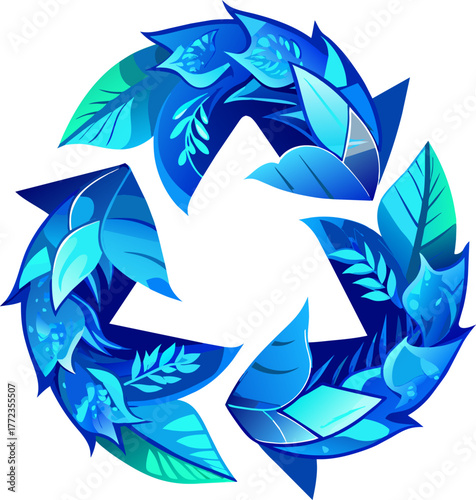 Artistic representation of recycling with leaves