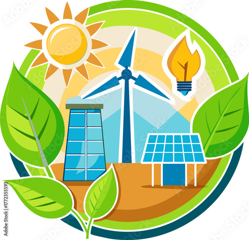 Visual representation of renewable energy sources and sustainability