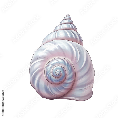 Stylish ocean shell with flowing lines and a polished, pearly look.