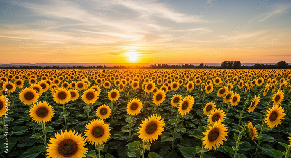 Obraz premium sunflower field at sunset