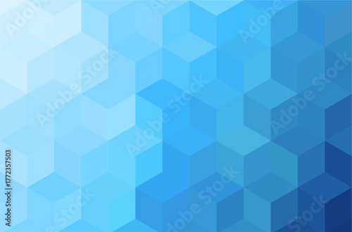 Three dimensional blue cubic pattern for background.