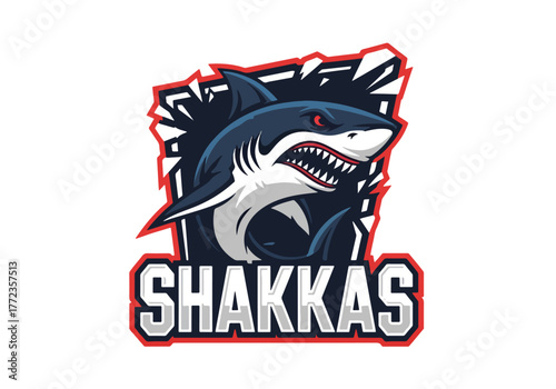 Fierce shark "shakkas" gaming logo design - Gaming logo - Gaming Mascot - esport mascot vector illustration