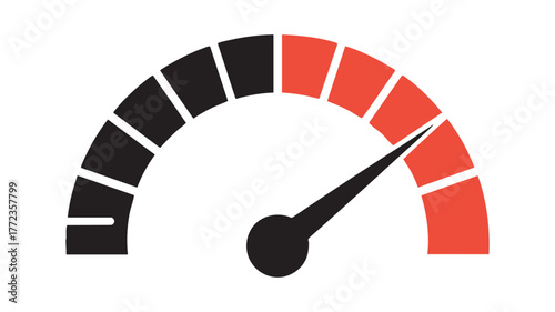 Speedometer gauge icon representing performance progress and measurement on white vector