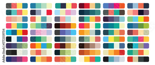 Assortment of color palettes with diverse shades and tones