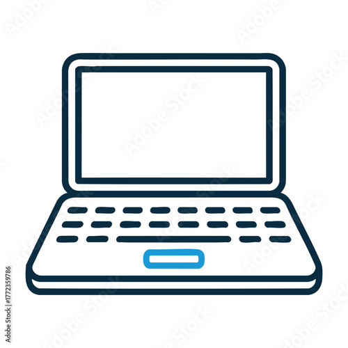 Modern laptop icon with clean lines and blue accent technology symbol vector