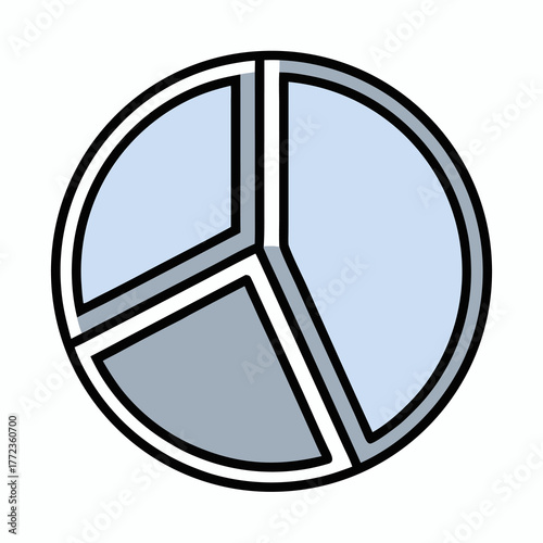 Pie Chart Icon with Three Segments on White Background