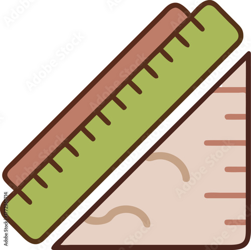 Ruler and Triangle Ruler Illustration Keywords: ruler, measuring tool, measuring, straight edge