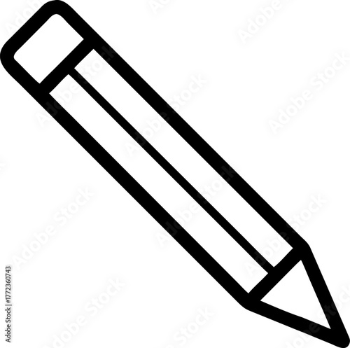 Simple Pencil Icon with Eraser on White Background